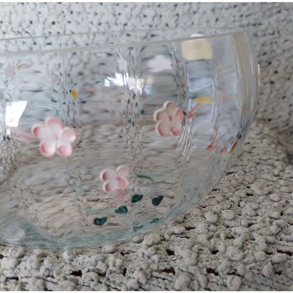 CRYSTAL BOWL MADE IN ROMANIA RAISED FLORAL DESIGN Crystal Clear Design - Picture 3 of 9